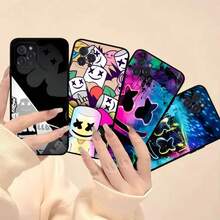 Funda de teléfono DJ M-Marshmello compatible con  17 16 15 14 13 12 11 Pro Max Plus, funda negra suave, compatible con funda de  17, funda de  17 Pro, funda de  17 Pro Max - z4 - Ver 7