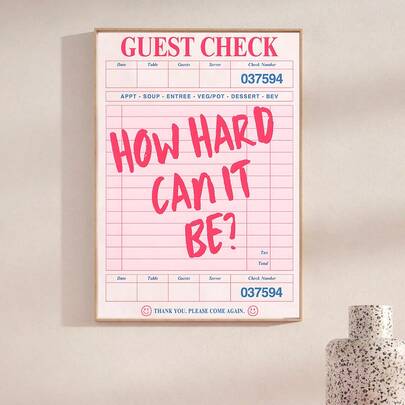 1 pieza ¿Qué tan difícil podría ser? Inspiradora obra de arte digital para invitados, decoración retro rosa de cocina, obras de arte impresas alegres y de moda, decoración de habitación, pósteres de habitación, decoración del hogar, baño, cocina, sala de estar, dormitorio, decoración de oficina, marcos opcionales
