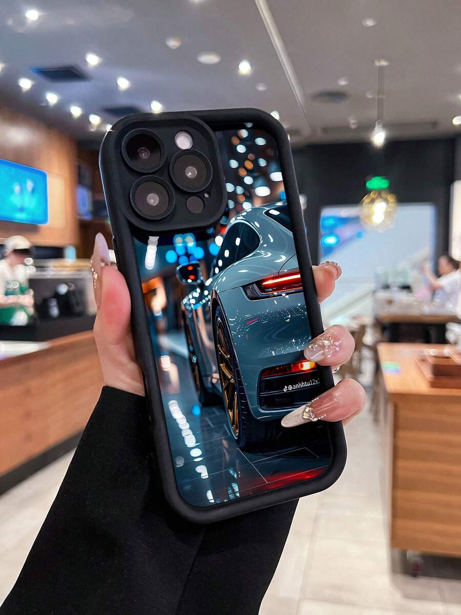 Funda elegante con un elegante diseño de coche deportivo, perfecta para , , OPPO, 17, 16, 16 ProMax, 15, 15 ProMax, 14, 13, 12 y 11 Pro. Fabricada en TPU para una protección a prueba de golpes. Un regalo ideal para amantes de los coches, familiares, amigos, niños y ocasiones especiales como cumpleaños, Halloween, Navidad y San Valentín. - Negro - Ver 1