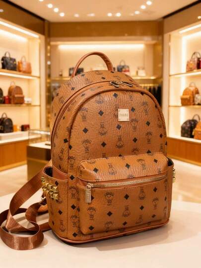 حقيبة ظهر رجالية فاخرة، مطبوع عليها حرف، جلد PU، سعة كبيرة جدًا، متعددة الوظائف، متعددة الأقسام، فاخرة وأنيقة، مناسبة للأعمال والسفر والتنقل والاستخدام الأكاديمي