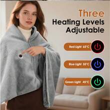 Manta portátil, chal, capa, pijama, manta para aire acondicionado para oficina, edredón para personas perezosas, ropa de casa con diseño lindo, manta eléctrica con termostato inteligente - Calentador portátil con alimentación USB con 3 modos de calentamiento, material ABS eficiente energéticamente, lavable a máquina y plegable, adecuado para el hogar, la oficina, el dormitorio - Diseño compacto y ligero con protección contra sobrecalentamiento, función de calefacción infrarroja, manta eléctrica, talla grande efectiva que una bolsa de agua caliente, cosas lindas - Multicolor - Ver 4