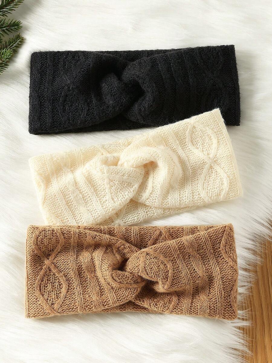 1 pieza Diadema de punto suave y antideslizante de unicolor para mujer, accesorio para el cabello elástico para yoga y deporte, versátil para uso diario, adecuado para múltiples ocasiones, pañuelo para la cabeza de mujer, envolvente para la cabeza de invierno cálido