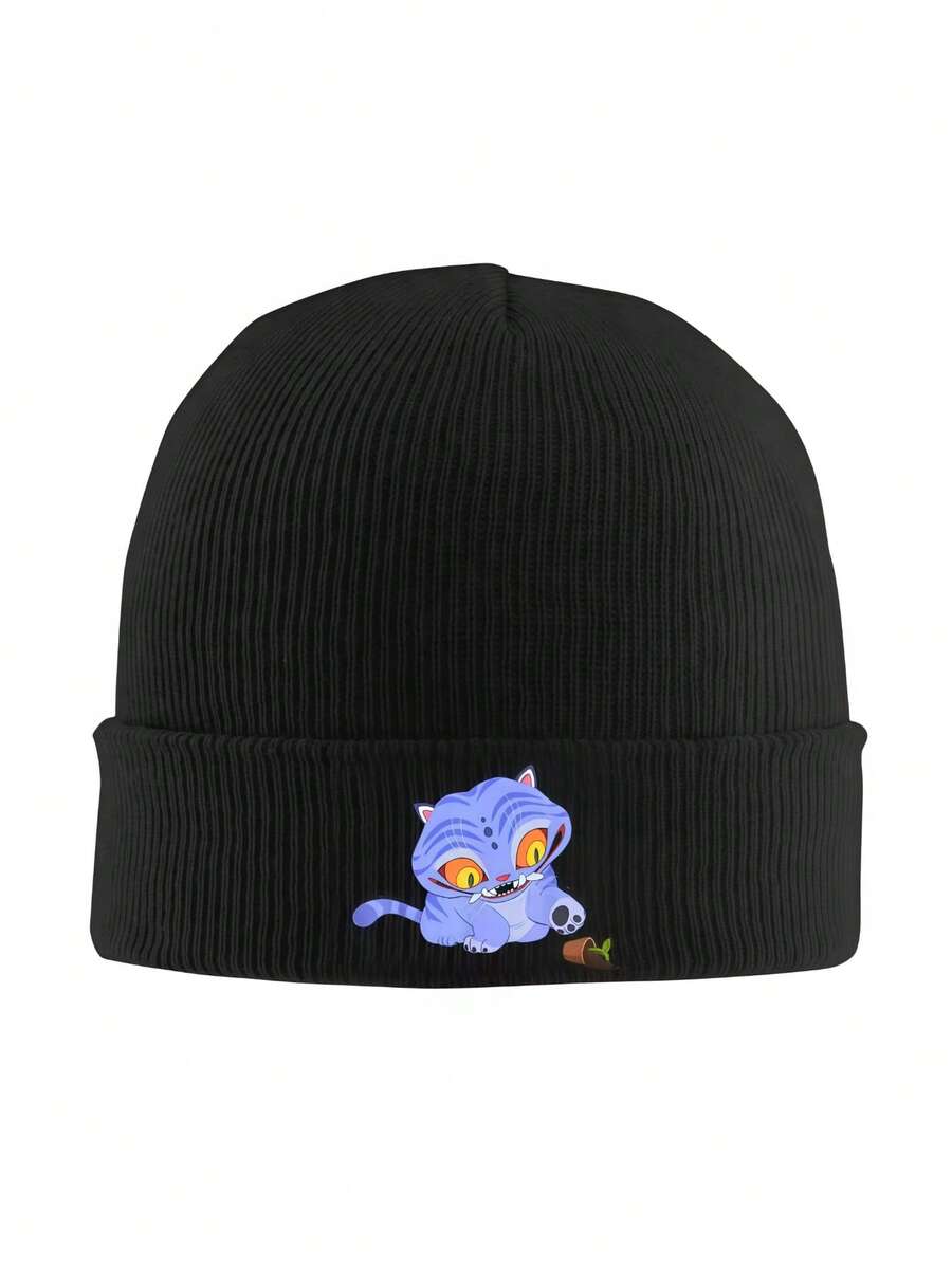 Derpy Playing With Plant Vase Kpopss Demons Hunters Knit Hat Beanie Hats Gym Warm Soft Men Unisex Bonnet Hats Autumn Cool Caps - 黑色 - 查看 1