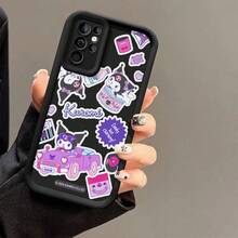 Miniso Phone Case With Kuromi Sticker - Style Print, Featuring Multiple Kuromi Poses (Including Driving A Purple Car, In A Jar), Elements Like Milk Bottle, Vinyl Record, Hearts, And The Slogan "Cheeky But Charming!"  For Samsung Galaxy S25 Ultra/S25 Plus/S25/ Galaxy S24 Ultra/S24 Plus/S24/S24 FE/S23 Ultra/S23 FE/S22Ultra/S22 Plus/S22/S21 Ultra/S21 Plus/S21/S21 FE/A13/A14/A15/A16/A17/A33/A34/A35/A36/A52/A53/A54/Galaxy Note20Ultra/Galaxy Note20,Galaxy S25 Case,Galaxy S25 Case,Galaxy S25 Ultra Case Plus Stocking Stuffers,The Girlfriend,The Chosen,Early Fall Fashion. - Coffee Brown - View 4