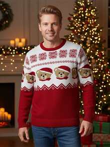 Family Matching Christmas Sweater Snowflake Reindeer Pattern Long Sleeve Round Neck Knitwear Pullovers - Mom - View 8