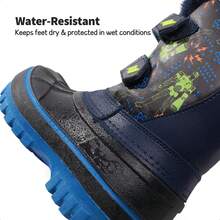 Kids Snow Boots For Boys And Girls, Water-Resistant Winter Ankle Boots With Anti-Slip Sole, Warm Cozy Thermal Footwear For Toddler Little Big Kid Outdoor Sport - 綠色 - 查看 6