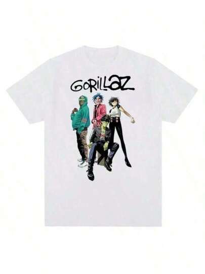 Music Band Gorillazs Punk Rock Print T Shirt 90s Casual Fashion Short Sleeve Plus Size Unisex Tops Graphic Y2k  Clothing -Versatile Basic T-Shirts