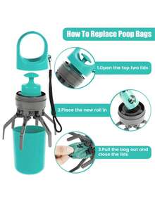 狗狗粪便铲，便携式免接触粪便铲，遛狗/遛猫粪便清理器，二合一狗狗粪便拾取爪，带支架和爪夹，防漏粪便储存容器，垃圾袋分配器，可连接牵引绳，全年户外使用，适用于小型、中型、大型犬和猫。圣诞礼物，女士礼物，感恩节礼物