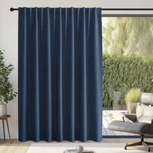 2025  Bedroom Curtains 2 Panels Sets Faux Linen Textured, Pinch Pleated Room Darkening Light/Heat Blocking Window Drapes Thermal Insulated For Living Room, Angora, W50 X L108, 2 Panels - 藏蓝色 - 查看 2