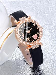 6pcs Girls Elegant, Fashionable, Romantic, Cute And Exquisite Rhinestone Decoration Dial Fireworks Quartz Watch With Rhinestone Decoration Necklace, Bracelet, Earring, Ring Jewelry Set Suitable For Daily Wear Birthday Parties, Holidays, Christmas, Ideal Gifts For Girls Decorations, A Great Choice For Gifts - Multicolor - View 11