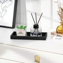 Silicone Bathroom Vanity Tray Rectangle Soap And Sponge Holder Kitchen Sink Organizer For Scrubber, Lotion Bottles, Perfume, Jewelry, Candle, Key Trinket Ring, Black, Gifts For Women Stocking Fillers Personalised Gifts Christmas Decorations - Multicolor - View 3