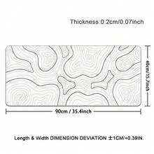 1pc Large Gaming Mouse Pad Keyboard Pad Long Gaming Pad White Mouse Pad With Anti-Slip Rubber Base, Extended Mouse Mat XL Mouse Pad Large Mouse Mat (White With Black Topographic Line)