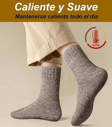 Calcetines Termicos Hombres, 5 Pares Gruesos Calcetines Invierno con Rizo Suave, Transpirables y Antisudor Calcetines Lana para Senderismo Running Esquiar Deportes - Tubo Medio - Ver 6