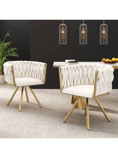 Dressing Chair, Piece, Luxe Swivel Bedroom Leisure Four Metal Support Legs, Roze view 10