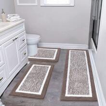 Juego de alfombras de baño Pauwer de 3 piezas, juego de alfombras de baño de microfibra esponjosa, alfombras de alfombra ultra suaves antideslizantes, juego de alfombras de baño absorbentes con alfombra de inodoro en forma de U para baño, bañera, ducha, accesorios de baño, decoración de regreso a la escuela y otoño - Café integral - Ver 8