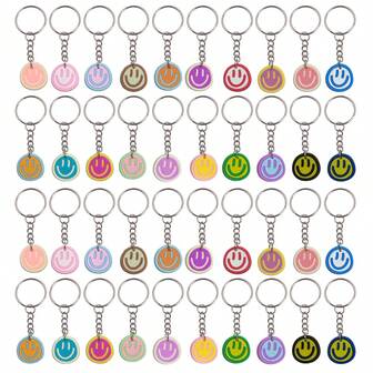 14/18/21/24/27/30/40个卡通可爱笑脸钥匙扣，适合用作派对礼物、节日用品、返校礼物