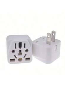 1 个美标插头转换器，兼容美国、欧盟、英国、澳大利亚、日本、亚洲、意大利、瑞士等地区——将圆形插脚转换为标准的美标三脚公插头，用于墙壁插座电源充电器转换。 - 美規B型插(110-127V) - 查看 9