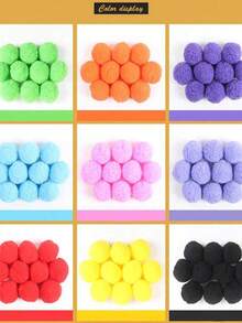 1包25/30毫米闪亮绒球 - 彩色DIY手工装饰，迷你蓬松绒球，柔软毛绒球，适用于创意项目、派对装饰和节日家居装饰，派对用品，弹性蓬松工艺绒球 - 彩色 - 查看 3