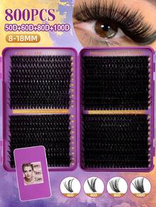 Bộ 800 mi chùm D Curl mi riêng lẻ, mi giả mềm mại và tự nhiên với keo dán và bịt kín, nhíp, mascara, bộ mi giả dày và mềm mại, bộ mi giả lâu trôi, bộ mi giả phân đoạn tự làm, sách mi + keo nối mi + cọ mắt bộ dụng cụ dành cho người mới bắt đầu, phù hợp cho trang điểm mắt tự làm đẹp khác nhau - Nhiều màu - Xem 13