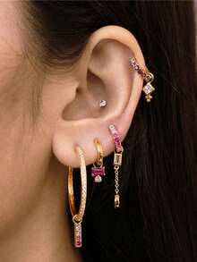 1件DIY银色钻石螺旋吊坠，垂坠式钻石耳夹吊坠，迷你水滴耳夹/耳骨环/耳环吊坠，肚脐环吊坠