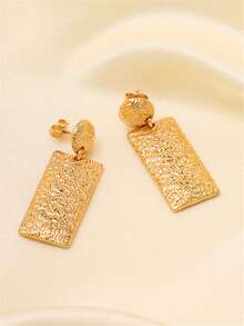 1pair Stainless Steel Retro Geometric Dangling Statement Earrings For Women, 316L Stainless Steel Earrings, Waterproof Earrings, Gift For Her - Gold - View 7