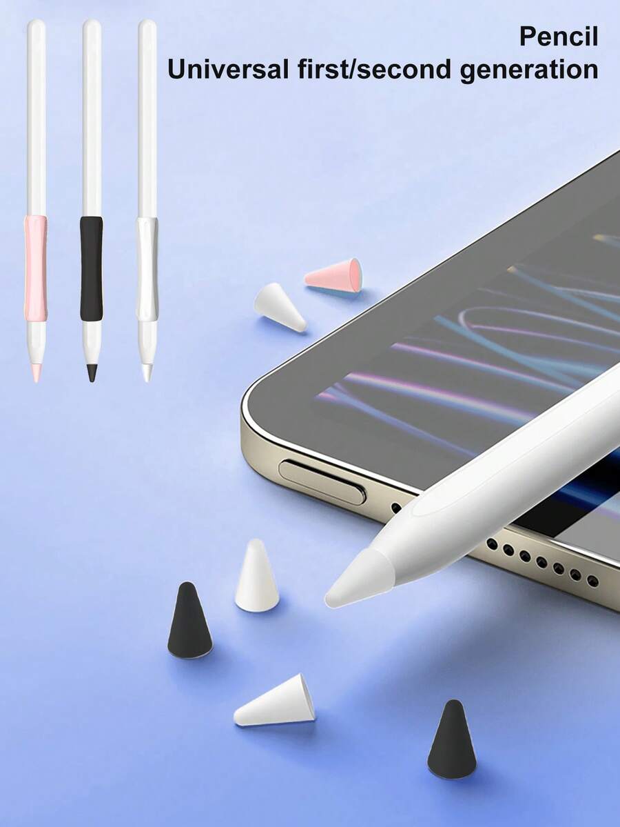 11pcs Silicon Grip Case & Quiet Tip Cover Compatible With Apple Pencil 1/2 Gen, Universal Anti-Slip Protective Sleeve Compatible With Ipad Accessories Apple Pencil Covers Desk Accessories - Multicolor - View 1