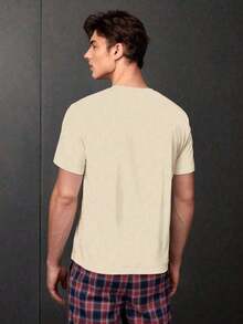 Hombres Camiseta con estampado de dibujos animados - Beis - Ver 5