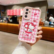 Miniso Phone Case With Hello Kitty Print, Featuring Pink & White Gingham Pattern, "Tie A Bow When You Meet Someone" Slogan, Red Bows, Heart - Shaped Elements, Gift Box & "HELLO KITTY" Text   For Samsung Galaxy S25 Ultra/S25 Plus/S25/ Galaxy S24 Ultra/S24 Plus/S24/S24 FE/S23 Ultra/S23 FE/S22Ultra/S22 Plus/S22/S21 Ultra/S21 Plus/S21/S21 FE/A13/A14/A15/A16/A17/A33/A34/A35/A36/A52/A53/A54/Galaxy Note20Ultra/Galaxy Note20,Galaxy S25 Case,Galaxy S25 Case,Galaxy S25 Ultra Case Plus Stocking Stuffers,The Girlfriend,The Chosen,Early Fall Fashion. - 酒紅色 - 查看 4