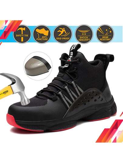 Dian Sen Scarpe da lavoro con punta in acciaio leggera per uomo, scarpe da lavoro comode e traspiranti, scarpe da lavoro per donna, stivali da lavoro antischiacciamento per uomo e donna, scarpe da lavoro antiforo e antischiacciamento con suola ammortizzata ed EVA leggera, durevoli, adatte per escursioni e attività all'aperto