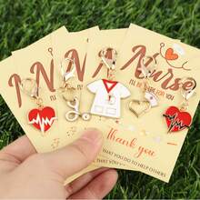 Bộ 8 móc khóa chủ đề y tế, kèm 2 thiệp cảm ơn, thích hợp làm quà tặng tri ân bác sĩ và y tá, phụ kiện túi xách, mặt dây chuyền móc khóa, quà tặng sự kiện chăm sóc sức khỏe, phần thưởng cho nhân viên, quà năm mới. - Nhiều màu - Xem 3