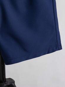 男童休闲印花拼接落肩短袖衬衫上衣和抽绳短裤套装（2件套），夏季 - 淺藍色 - 查看 10