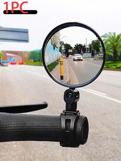 1个黑色自行车后视镜，可折叠摩托车侧视镜