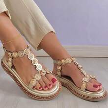 Women's Papete Boho Chic Flat Comfortable Rivets Sandals - Gold - View 7