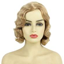REEWES 1920s Short Wavy Wig Synthetic Wig Beginners Friendly Flapper Wig For Women Halloween Costume Party Wig Finger Wave Wig Music Festival Blonde Bronw Black Water Wave Wig - Nhiều màu - Xem 5
