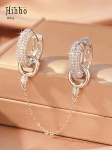 Hihho 1 Cặp trang sức sang trọng, Hoa tai vuông hình chữ U đính đầy đủ, Thủ công mạ điện hai tông màu, Hoa tai chất lượng cao, Hoa tai tua rua dạng xích phù hợp cho trang phục hàng ngày của phụ nữ, đi chơi, tiệc tùng, ngày lễ, quà tặng - Nhiều màu - Xem 10