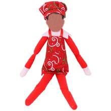 30cmBookshelf Doll Christmas Chef Outfit, Clothes For MischievousDoll Not Included), Party Holiday Decor Photography Prop, Bookshelf Doll Accessory, Christmas Tree Decoration, Essential Christmas Gift, Birthday Party, Wine Bottle Decor, Home Gathering Decoration - Multicolor - View 13