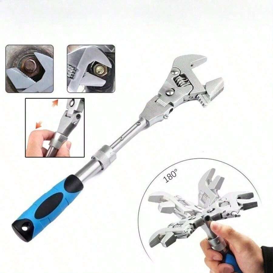10" Adjustable Torque Wrench – 5-In-1 Ratchet & 180° Folding Spanner For Precision Mechanics - 1Pcs - View 1