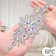 Premium Handmade Crystal Rhinestone Applique, Multi-Color Crystal Glass Diamond Bridal Sash, Hot Melt Diamond Sticker, Wedding Decoration, Bridal Accessories, DIY Craft Supplies