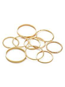 10pcs Alloy Ring Set - Yellow Gold - View 2