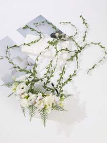 1pc Romantic Floral Vine Tassel Headband, Bridal Hair Accessory Valentine's Day Accessories