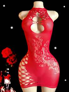 Vestido hueco de mujer de red de pescar, lencería sexy para una noche romántica