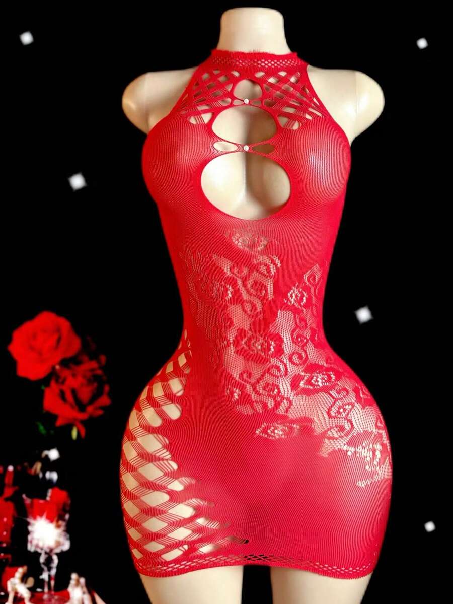 Vestido hueco de mujer de red de pescar, lencería sexy para una noche romántica