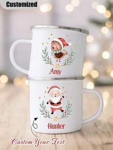 Taza de esmalte personalizada con foto, regalo único para ocasiones especiales, taza de café personalizada con foto, taza de camping personalizada, regalo de Navidad personalizado, taza de aniversario personalizada con foto, regalo perfecto para familia y amigos, taza de esmalte de Halloween personalizada, taza personalizada, taza de café personalizada, diseño elegante - multicolor - Ver 2