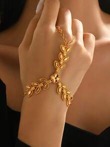 1 chiếc dây chuyền trang trí ngón tay bằng đồng mạ vàng sang trọng, phụ kiện thời trang cho đám cưới và trang phục trang trọng - Vàng - Xem 2