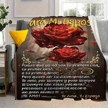 A Modern Hypoallergenic Flannel Throw Blanket With Romantic Spanish Love Letter - Machine Washable, Digital Printing, Tear-Resistant, All-Season Soft Woven Multi-Functional Office Sofa Bed Throw Blanket - Mix - View 2
