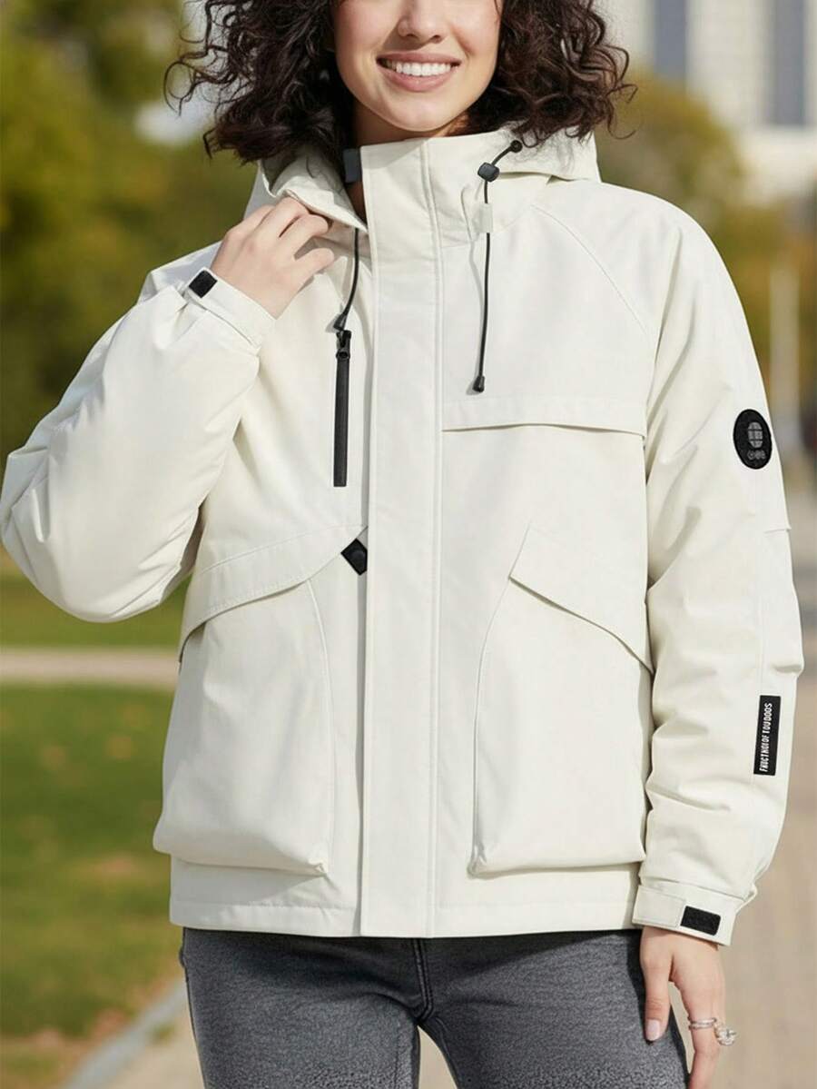 Women's Outdoor Waterproof Hooded Jacket - Warm Windproof Softshell Cargo Coat