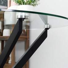 HOMCOM Coffee Table, Round Glass Table, Black Side Table With Glass And Metal Frame, 80x80x75, Modern And Elegant On The Site. - 1 - 查看 8