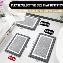 OLANLY Bathroom Rugs 30x20, Extra Soft And Absorbent Microfiber Bath Mat, Non-Slip, Machine Washable, Quick Dry Shaggy Bath Carpet, Suitable For Bathroom Floor, Tub, Shower (Medium, Dark Grey){Inchcolor_nameinch:InchDarkGreyandWhiteinch,Inchsize_nameinch:Inch30\Inchx20\Inchinch} - 深灰色和白色 - 查看 3