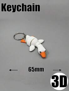 1个白色3D打印大天鹅钥匙扣，节日活动生日礼物 - 白色 - 查看 2
