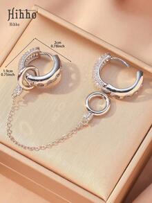 Hihho 1 Cặp trang sức sang trọng, Hoa tai vuông hình chữ U đính đầy đủ, Thủ công mạ điện hai tông màu, Hoa tai chất lượng cao, Hoa tai tua rua dạng xích phù hợp cho trang phục hàng ngày của phụ nữ, đi chơi, tiệc tùng, ngày lễ, quà tặng - Nhiều màu - Xem 6